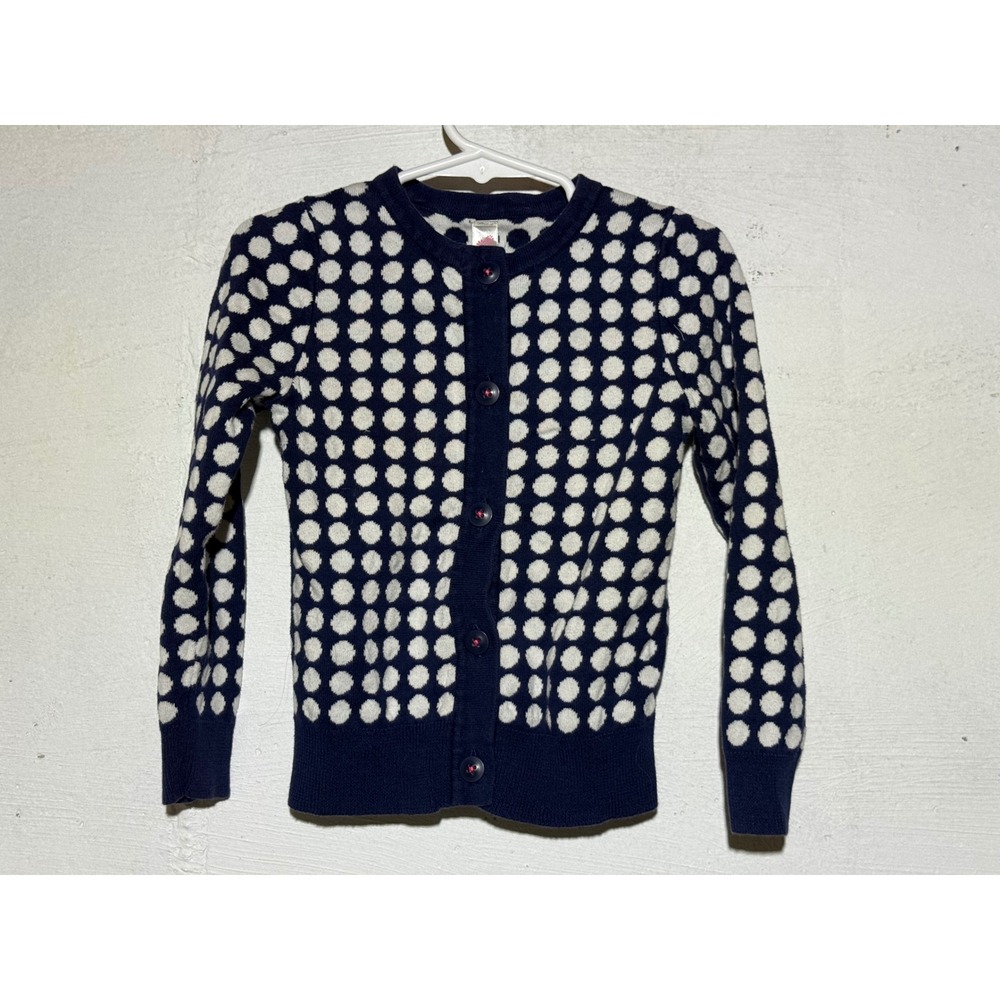 Cherokee Kids Polka Dot Cardigan Sweater Size 4T Navy Blue White Cotton Knit